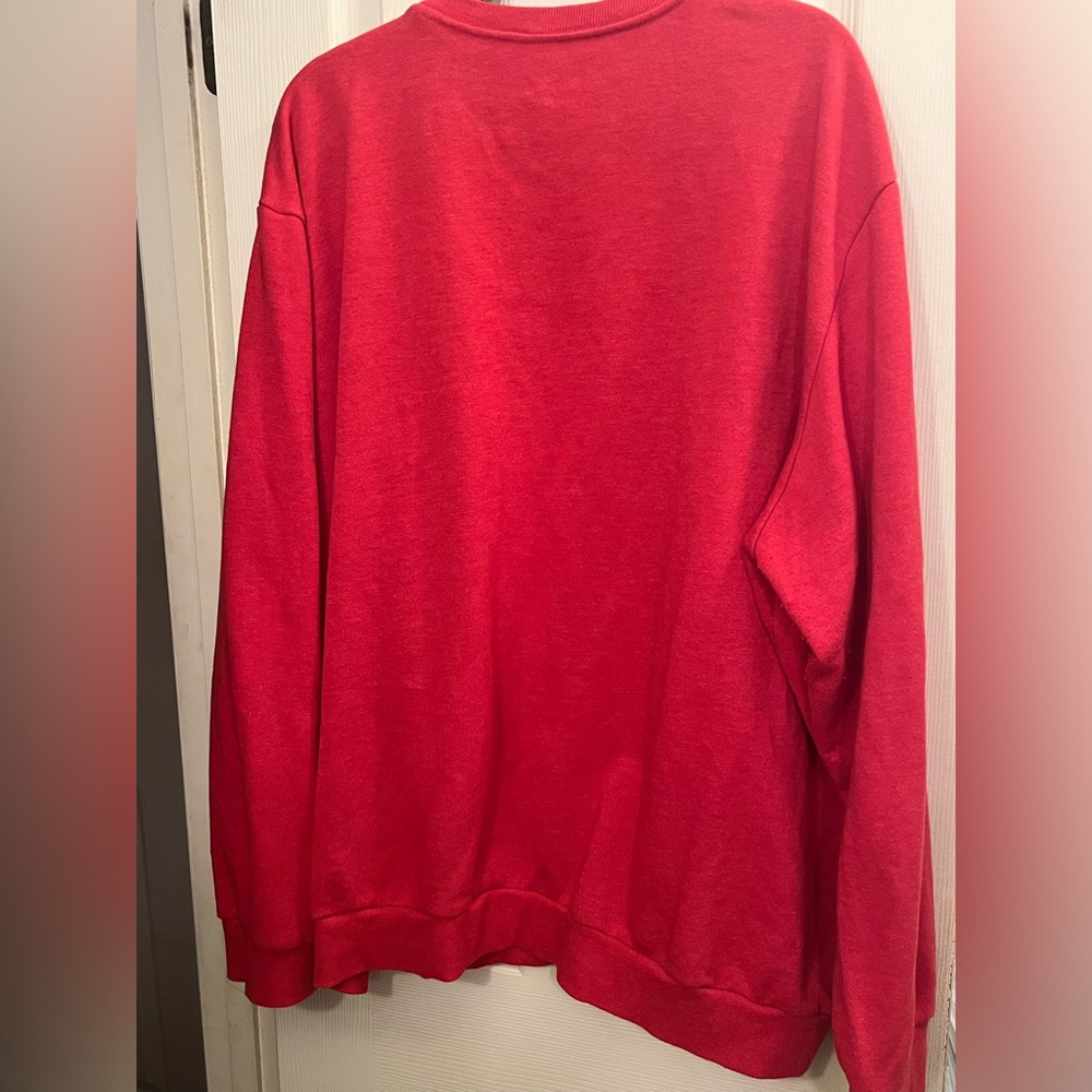 3XL Men's Holiday Time Red Crewneck Sweater with White Sleigh Graphic - Picture 2 of 7